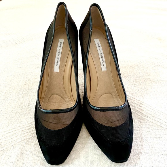 DVF Diane von Furstenberg Black Heels with Mesh Size 10 - Picture 2 of 10